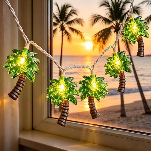 8.5Ft Palm Tree String Lights with 10 Palm Tree Light, Summer Beach Themed Decoration Light for Camp Tent Wedding Holiday Party Garden Bedroom(White) - color: Palm Tree Lights, size: 8.5FT
