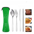 4-piece Cutlery Set, Rust-resistant Stainless Steel Utensils, Suitable for Travel, Camping, Picnics, Work, and Hiking (Green) - color: Green