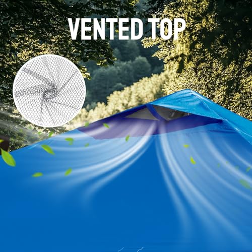 CROWN SHADES 10x10 Pop Up Canopy Tent - Patented Center Lock One Push Instant Outdoor Canopy Beach Tent with STO-N-Go Bag 8 Stakes & 4 Sand Bags，Blue - style: Blue