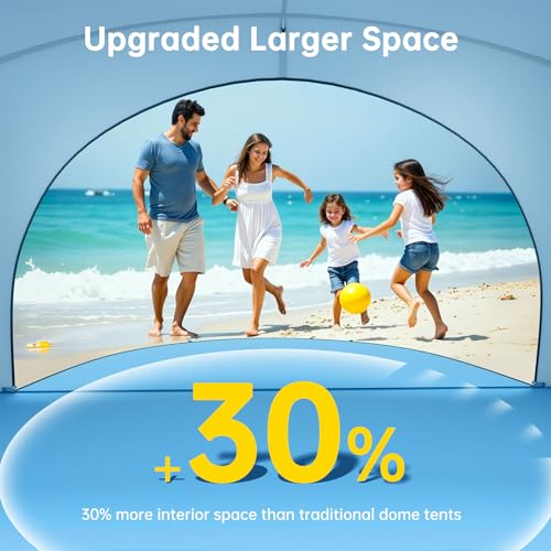 Raynesys Beach Tent Sun Shelter, Sun Shelter for 1-4 Person, Beach Shade Tent, Beaches Shade with 2 Zippered Doors, Portable Tents for Camping Fishing, Blue - color: Blue, size: For 4 Person