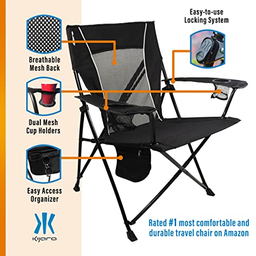 Kijaro Foldable Camping Chair, Vik Black, Polyester, Mesh, Steel, Portable, Durable, Unisex - color: Vik Black