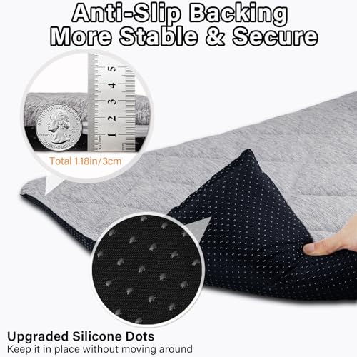 JoyBlooms Dog Bed for Car Back Seat, Dog Cooling Mat with 1.1in/2.8cm Thick Foam, Cooling Anti-Slip Washable Back Seat Pet Bed, 51.6in x 22.6in Fit on Backseat Extenders of SUVs and Small Trucks,Gray - color: Gray