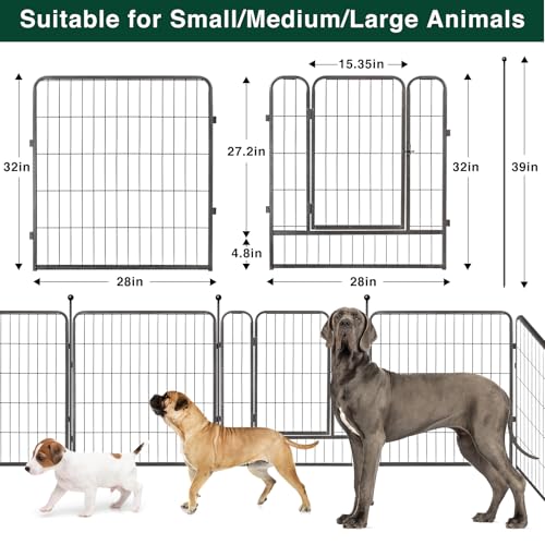 VISCOO Dog Playpen Outdoor, 16 Panels 32" H Dog Pen Indoor, Metal Dog Fence Outdoor, Pet Fence for Large/Medium/Small Dogs, Indoor Puppy Playpen, Foldable Heavy Duty Exercise Pen for RV,Camping,Yard