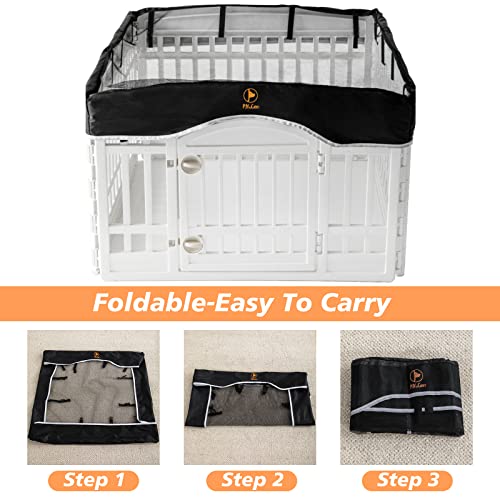 PJYuCien Dog Playpen Mesh Top Cover, Fits 36 Inch 4 Panels Regular Square Plastic Exercise Pet Pen, Telescopic Buckles Connections, Black (Note: Cover Only, Fence Not Included) - style: Black Cover, 36"Width, Black ( Elastic Buckles Connections )