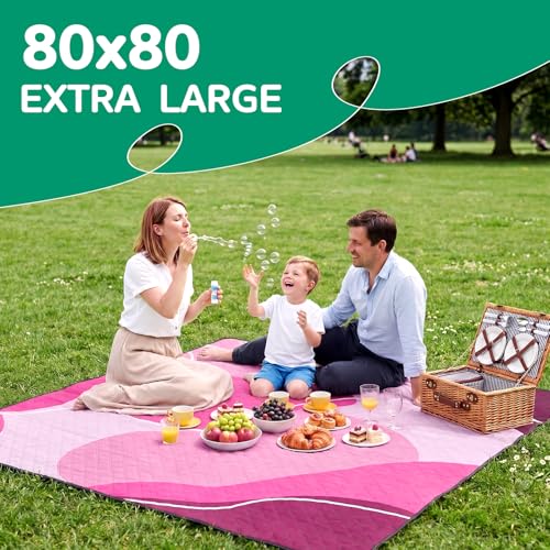 Extra Large Outdoor Picnic Blanket Camping Beach Mat Adult Women Her Mother Day Sister Mom Gf Girlfriend Aunt Titi Best Friend Friendship Grandma Bestie Wife Daughter Law Lady Happy Birthday - color: Abstract Pink