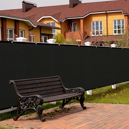 SPORTYOUTH 3ft x 50ft Fence Privacy Screen, Heavy Duty 150 GSM Fencing Mesh Shade Cover Windscreen with Brass Grommets for Outdoor Wall Deck Garden Backyard Porch, Cable Zip Ties Include, Black - color: Black