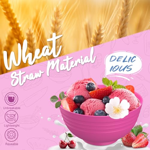 Wheat Straw Dinnerware Sets 40 PCS Bowl and Plate Sets With Cup Dishes Set for 8 Unbreakable Dish Sets Microwave Safe Plates Dinner Bowls Drinking Glasses With 4 Color - Flower Color - color: Flower Color, size: 40 PCS