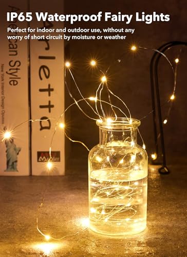 Brightown 24 Pack Fairy Lights Battery Operated - 7Ft 20 Led Mini String Lights Silver Wire Waterproof Firefly Starry DIY Lights for Bedroom Patio Wedding Party Christmas Decor (Warm White) - color: Warm White, size: 24 Pack