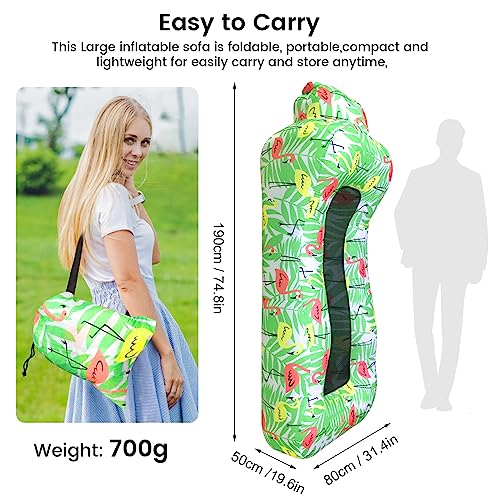ele ELEOPTION Outdoor Inflatable Camping Couch Waterproof Portable Blow Up Air Sofa Chair Lounger for Backyard Beach Traveling Camping with Compression Sacks (Firebird Print) - color: Firebird Print