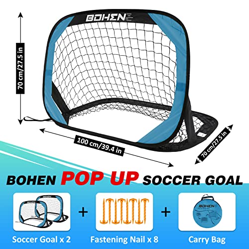 BOHEN Pop Up Soccer Goals for Kids-Foldable Portable Soccer Net for Outdoor Indoor Backyard Beach - color: Grey Blue, style: 3.3x2.2 FT, 2 Pieces