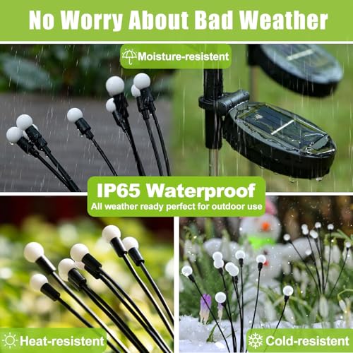 Flumy Solar Garden Lights Outdoor - 4 Pack 32 LED Firefly Lights Waterproof, Garden Decorations for Yard Patio Pathway Lawn Outside, Unique Gifts for Grandma Women, Solar Decor Warm White - size: 4 Pack