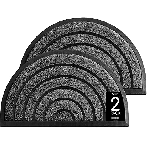 ubdyo 2 Pack Heavy Duty Door Mat Outdoor Entrance - Muddy Dirt Trapping Outdoor Mats - Low Pile Front Door Mat Outside Entrance - Anti Slip Indoor Doormat - 30'' x 17'', Bright Grey