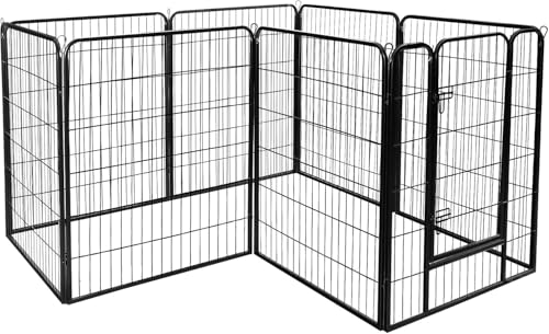 LEMY 8 Panels 40 in Pet Playpen Heavy Duty Metal Dog Exercise Fence Barrier，Outdoor & Indoor Foldable Pet Exericse Pen w/Door,Black - size: 40 In