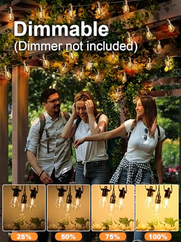 Svater Outdoor String Lights 50 FT, Patio Light for Outside with Shatterproof LED Bulbs, IP65 Waterproof Connectable Hanging Lights for Backyard, Bistro, Cafe, Balcony, Party, Black - size: 50FT