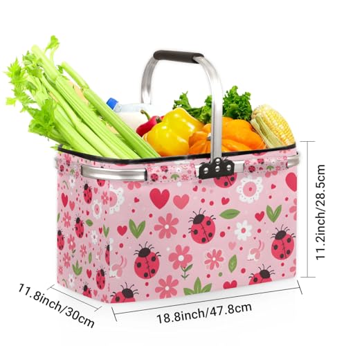 Picnic Baskets Shoping Basket Collapsible Portable Picnic Basket - color: Ladybird(style 1)