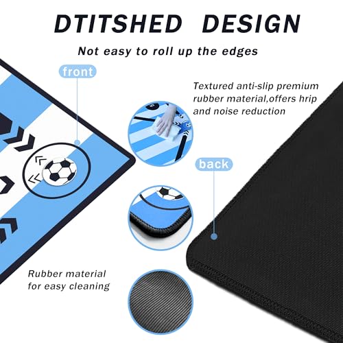 2F22E Soccer Training Mat for Kids & Youth, Non-Slip Silent Footwork Training Equipment with Soccer Bounce Trainer & Socks, Ball Mastery Skills Mat with Instructional Video for Indoor Practice - color: Blue-white