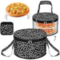 Pickmesh Round Pie Carrier 12 x 7 Inch Insulated Casserole Carriers with Lid and Detachable Handle for Hot or Cold Food Cake Transport Thanksgiving Christmas Gift(Black Champagne Heart) - color: Black Champagne Heart