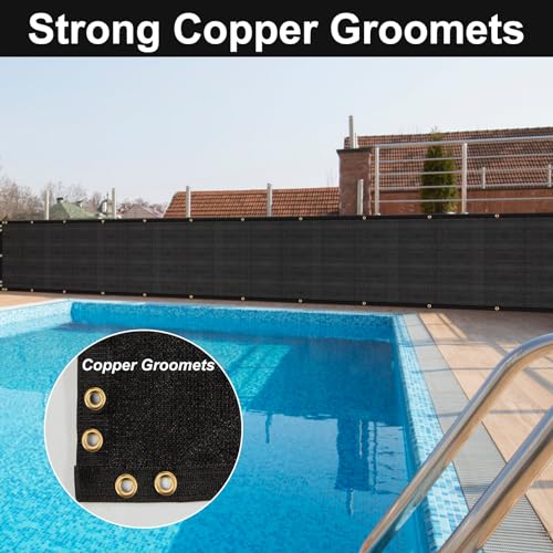 SPORTYOUTH 3ft x 50ft Fence Privacy Screen, Heavy Duty 150 GSM Fencing Mesh Shade Cover Windscreen with Brass Grommets for Outdoor Wall Deck Garden Backyard Porch, Cable Zip Ties Include, Black - color: Black