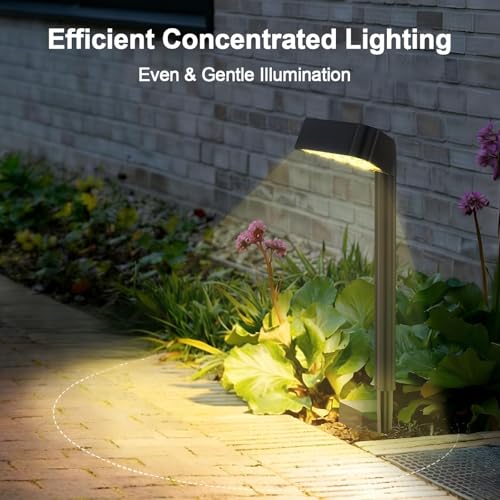 Solar Pathway Lights Outdoor, 8 Pack, 15 LED Brighter Solar Path Lights Waterproof with Upgraded Solar Panel, Up to 12Hrs Modern Landscape Lights for Backyard Garden Walkway Driveway Patio Lawn Decor - color: Warm White