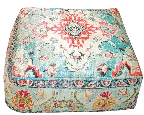 Large Floor Pillow Cover Square Meditatioמ Square Cushion Case Boho Room Décor Moroccan Seating Area Pouf Perfect for Living Room, Bedroom, Nursary or Children Room Cotton 24x8 Unstuffed - color: Yellow