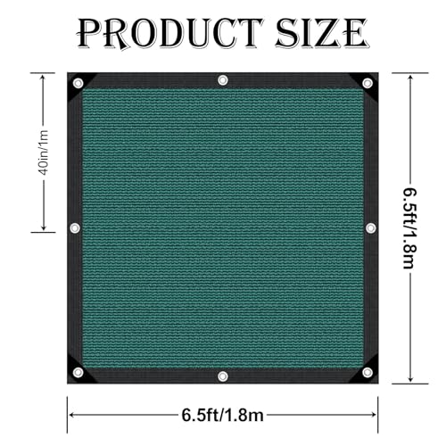 80% Shade Cloth,Chicken Coop Shade Cover, Sturdy Sunblock Mesh Tarp with Grommets for Patio Plants Greenhouse Kennel Porch Pergola Sun Protection Neting Cover - size: 6.5×6.5FT