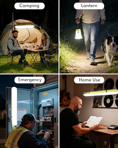 24" Inflatable Solar Camping Lantern,Magnetic LED Tube Light with USB-C 2000mAh Phone Charger,IP66 Waterproof TPU Tent Light for Hurricane Emergency,Backpacking & Off-Grid Survival (Black) - color: Black, size: 24in