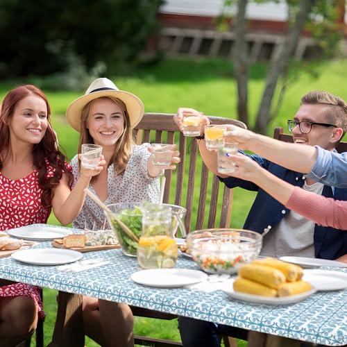 misaya Rectangle Vinyl Table Cloth, Elastic Fitted Flannel Backed Tablecloth, 100% Waterproof Plastic Table Cover Fits 6 Foot Folding Tables for Picnic, Camping, Outdoor (Aqua, 30" x 72") - color: Aqua, size: 72" x 30" (Rectangular)