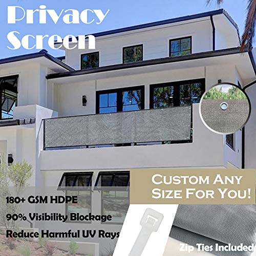 Elegant Privacy Screen for Backyard Fence, Pool, Deck, Patio, Balcony and Outdoor Paneling - Include Zip Ties (3 x 13 FT, Grey) - color: Gray, size: 3 x 13 FT