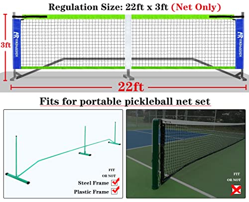 Pickleball Replacement Net 22ft x 3ft for Indoor or Outdoor Fits for Most Free-Standing Pickle Ball Frame Come with 4 Outdoor Pickle Balls (Net Only) - color: Blue and Green