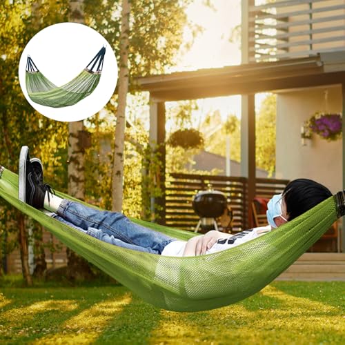 Camping Hammock, Outdoor Sport Hammock Net Mesh Nylon Rope Sleeping Bed Swing for Garden Beach Yard Travel, Maximum Load of 330 LB (Green) - color: Green, size: One Size