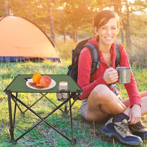 Moclever Foldable Camping Table–Ultralight Portable Table with Cup Holders&Carry Bag, Perfect for Outdoor Adventures,Picnic,Beach, BBQ,Hiking & Home Use - style: 1 Pc Green
