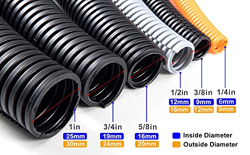 ZhiYo 20FT 5/8" Wire Loom Split Tubing Auto Wire Conduit Flexible Cover - color: Black, size: 20FT 5/8"