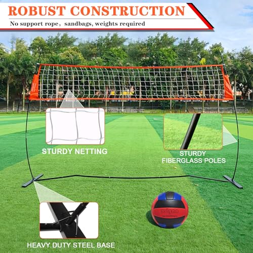 12FT/18FT Portable Volleyball Training Net for Hitting or Serving Drills, Outdoor & Indoor Freestanding Practice Net With Height Adjustable, Carry Bag - style: 12ft volleyball practice net