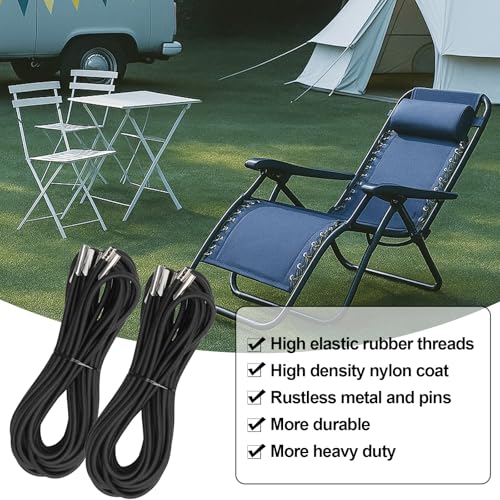 Zero Gravity Chair Replacement Cord,Antigravity Chair Replacement,4 Pack Elastic Cords Repair Tool Kit for Repairing Zero Gravity Chair(Black) - size: Black