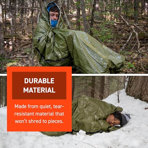 Survive Outdoors Longer 90% Emergency Bivvy - Comes with Survival Whistle & Tinder Paracord Drawstring - Add to Emergency Kit & Hiking Gear - Waterproof, Windproof & Tear-Resistant - color: Green