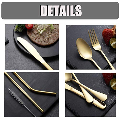 Travel Utensils Set with Case Reusable Stainless Steel Silverware Flatware Set 9 Pcs Portable Cutlery Eating Utensils Set for Lunch Boxes Workplace Camping School, Dishwasher Safe (Multi) - color: Multi Cutlery Set