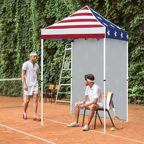 EAGLE PEAK Pop up Canopy 5x5, Outdoor Portable Canopy Tent with One Removable Sunwall, Carry Bag Included, American Flag - color: American Flag