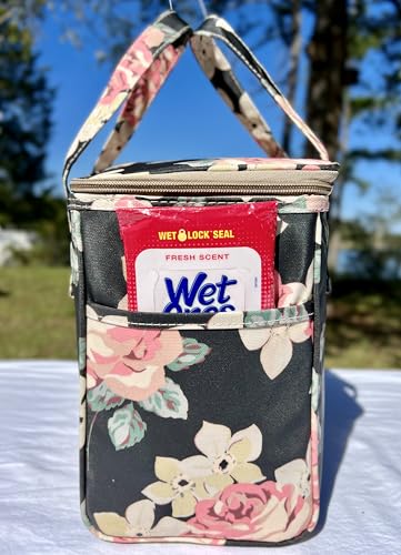 Kwang Min Floral Insulated Lunch Bag for Women,Reusable Lunch Box,Large Cooler for Office,Picnic Outdoors,Premium Waterproof Fabric,Ideal Floral Lunch Bag (Begonia Navy) - color: Begonia Navy
