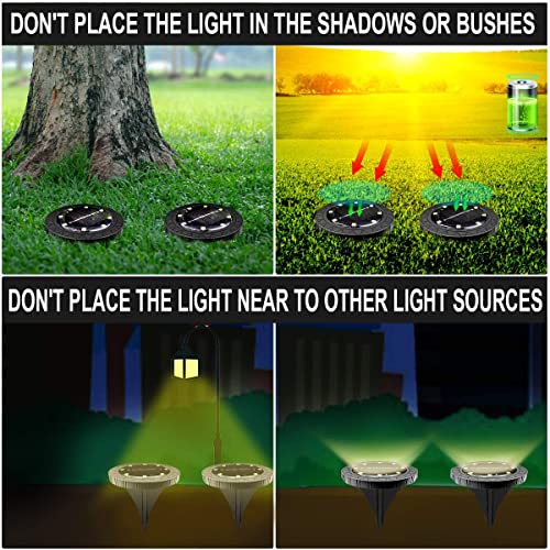Solar Powered 2Pack, Waterproof LED Outdoor Disk Lights - Solar Garden Lights for Landscape, Pathway, Patio, Yard, Walkway, Lawn, Driveway (Warm White) - size: 2 Pack