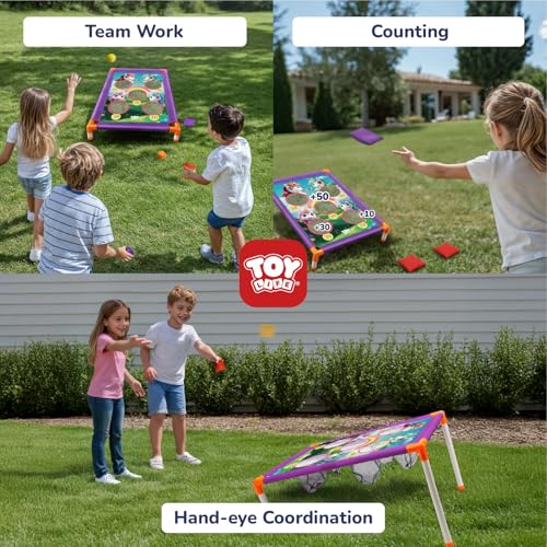 TOY Life Bean Bag Toss Game, Carnival Party Games, Cornhole Set for Kids Outdoor Games, Outside Toys for Kids Ages 4-8, Yard Outdoor Toys for Toddlers 3-5, Gifts for 3 4 5 6 7 Year Old Girls & Boys - color: Purple & Pink Unicorn