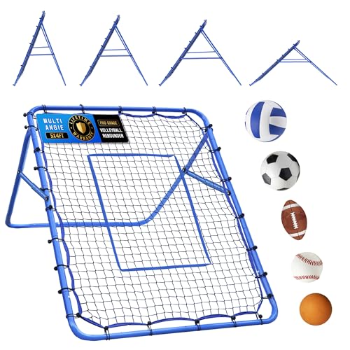 Volleyball Baseball Rebounder Net, Softball Rebounder Pitchback Net Quick Adjustments, Quick Adjustments Lacrosse Bounce Back Practice Equipment, Ideal for Outdoor Indoor and Backyard Training - size: 5ftx4ft, style: Multi-Sport Rebounder Net