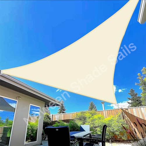 NeWEEN Triangle Shade Sail Sun Shade - 9' x 9' x 9' Waterproof UV Block Beige - color: Beige, size: 9'10'' x 9'10'' x 9'10''