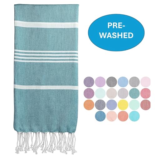 Beach Towel 100% Cotton Turkish Beach Towel Adult 38x70 Inch Pre-washed Absorbent Extra Large|Sand Free Quick Dry BathTowels|Lightweight Blanket|Travel Cruise Camping Spa Gym Yoga Towel|Ocean Depths - color: Green