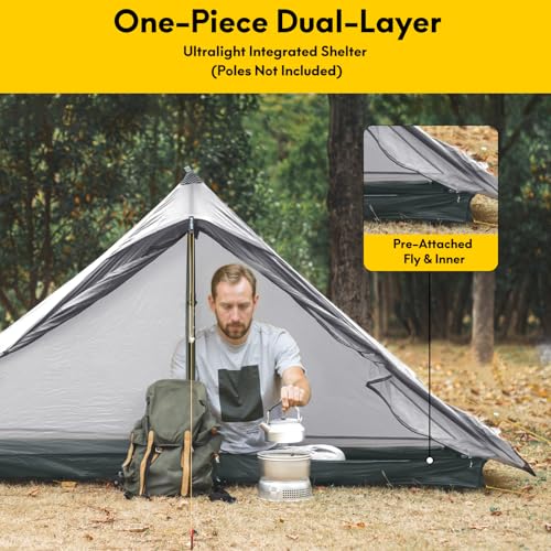 LANSHAN Ultralight Tent 3-Season Backpacking Tent for 1-Person or 2-Person Camping, Trekking, Kayaking, Climbing, Hiking - color: Pro 1-person, grey