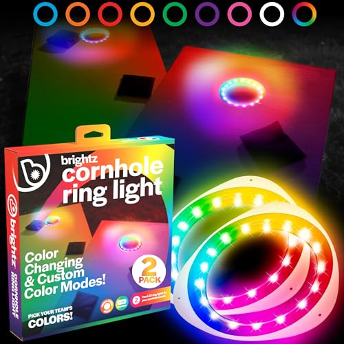 Brightz LED Cornhole Board Ring Lights, 2-Pack - 48-Hour Battery Life - Illuminate Your Game with Dazzling Glows and Ultimate Style for Non-Stop Evening Fun and Excitement (Includes Hole Lights Only) - color: Color Changing / Color Select