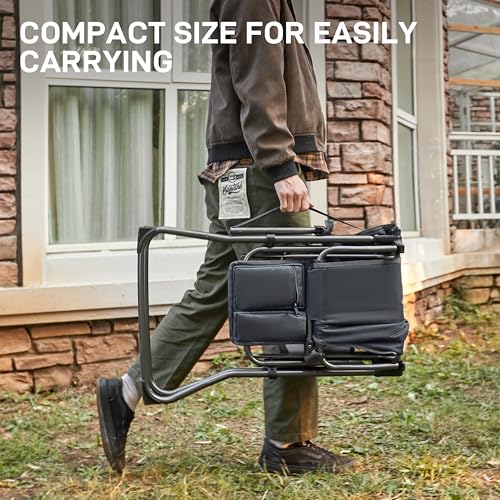 EVER ADVANCED Portable 30.7" Seat Height Tall Folding Camping Chair Directors Chair High Foldable Bar Stool with Side Table for Makeup Artist, Sports Event, Craft Show, Supports 350LBS - color: Grey