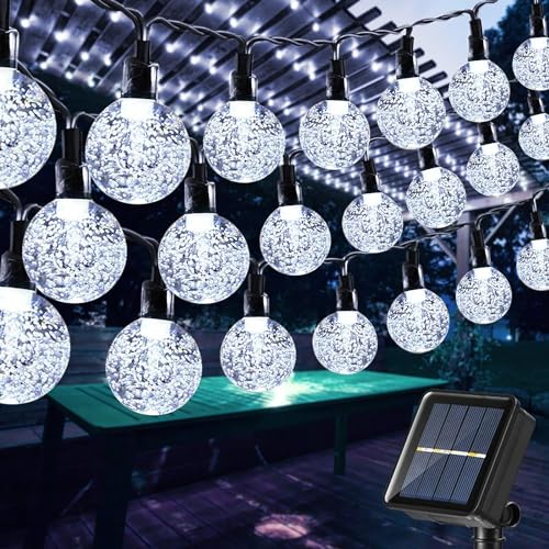 Toodour Solar String Lights Outdoor, 56ft 100 LED Globe String Light with 8 Mode, Waterproof Crystall Ball Lights Solar Patio Lights for Garden, Lawn, Patio, Gazebo, Yard, Outdoor Decor - Cool White - color: Cool White, size: 56ft