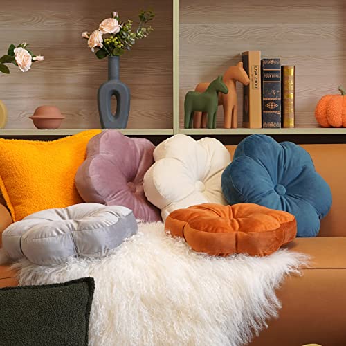 ARTMAGIC Flower Shaped Velvet Decorative Throw Pillow Cushion Ultra Soft Cute Floor Pillow for Couch Bed Sofa (Peacock Blue) - color: Peacock Blue
