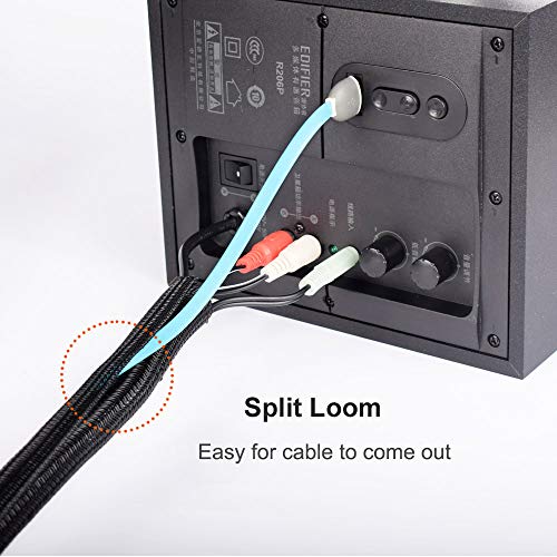 ZhiYo 6.6ft - 4/5 inch Cable Sleeve, Cord Wrap Wire Protector Tubing for Pets, PC Cable Wrap, Computer Cable Management Sleeve - Black - color: Black, size: 6.6ft, 4/5''