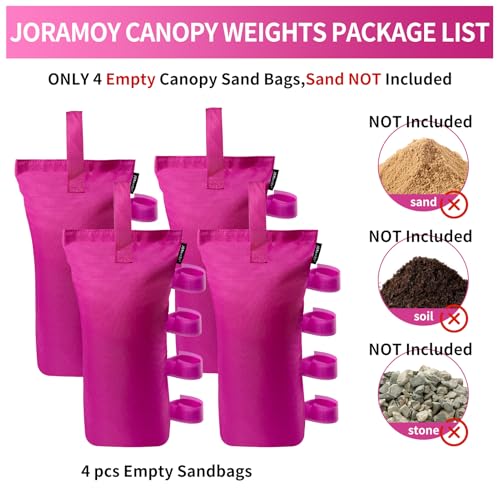 Joramoy Heavy Duty Canopy Weight Bags(150LBS) for Pop up Canopy Tent, Leg Canopy Weights Sand Bags for Instant Outdoor Sun Shelter Canopy/Patio Umbrella,Set of 4, Pink(Without Sand) - color: Pink, size: 150lbs